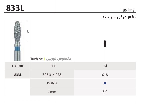 فرز الماسه  تخم مرغی سر بلند توربین 833L